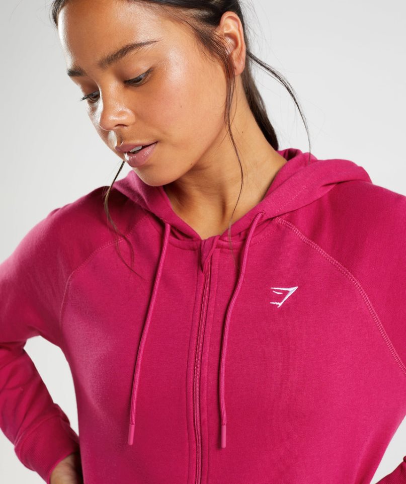 Bluzy Z Kapturem Gymshark Treningowe Zip Damskie Fuksja | PL 463JGI